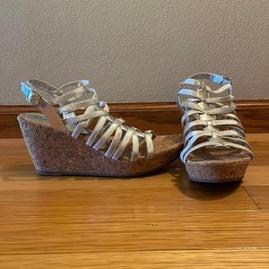 Silver Strapped Wedge Heel